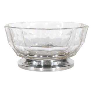 Goldinger Glass and Silver Plate Centerpiece Bowl, Made in Italy Circa 1970's For Sale