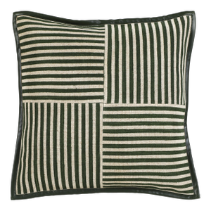 Kora Striped Green Cotton Jute Throw Pillow