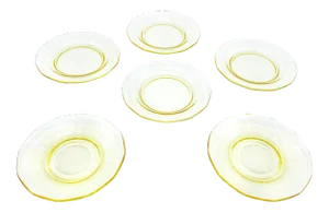 Mid-Century Modern Geometric Amber Glass Plate Assortment - Set of 6