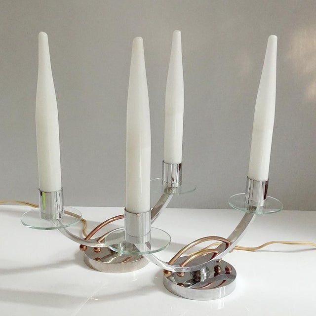 French Art Deco Table Lamps in Chrome and Glass, Set of 2 For Sale - Image 13 of 18