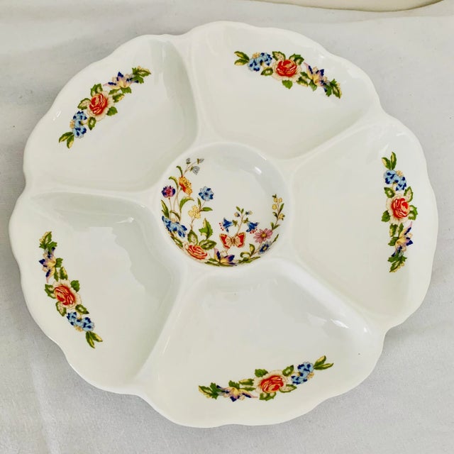 A vintage set Aynsley ‘Cottage Garden’ - England - featuring a scalloped round six sections Crudités / condiments serving...