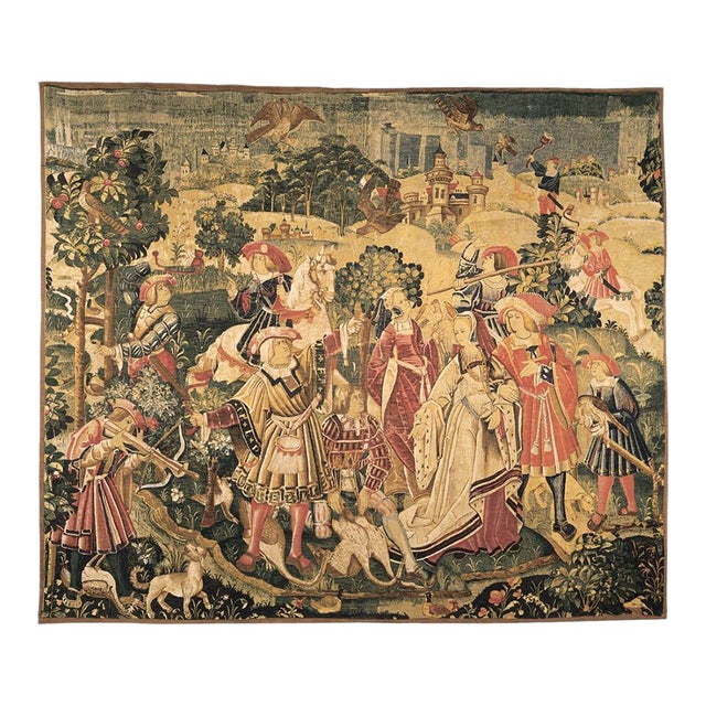 Chasse a l'Arbalete (Hunting With the Crossbow) Silkscreen Tapestry - 221 X 259 Cm (7'3" X 8'6") - Requires Rod Size 6 For Sale
