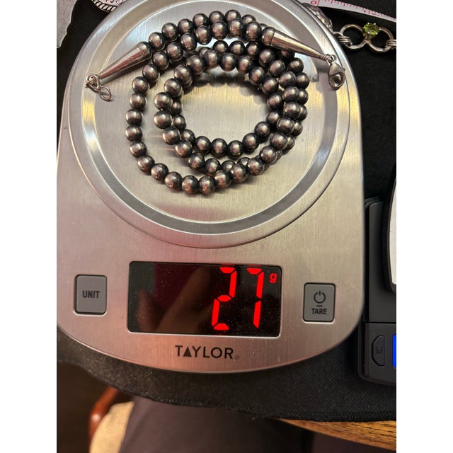 Late 20th Century Sterling Silver 6.9mm Navajo Pearl Beaded Necklace 22in Long For Sale - Image 11 of 11