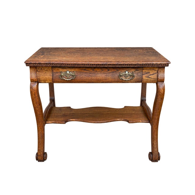 Antique Tiger Oak Library Table For Sale - Image 4 of 7