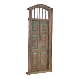 Antique Late 19th Century Anglo-Indian Teak Wood Raised Panel Doors and Frame For Sale