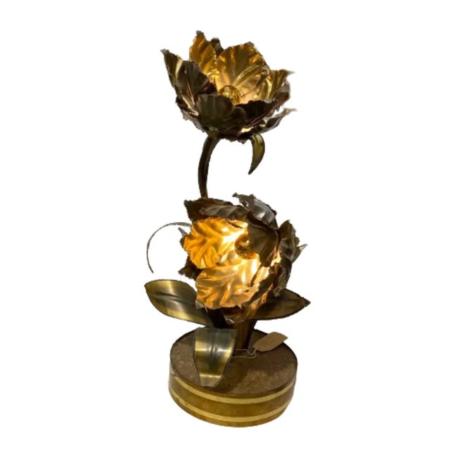 Metal Golden Floral Lamp from Maison Jansen, 1970s For Sale - Image 7 of 7
