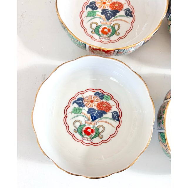 Ceramic Vintage Arita Fine China Imari Porcelain Bowls With Gold Trim, Set of 6 For Sale - Image 7 of 13