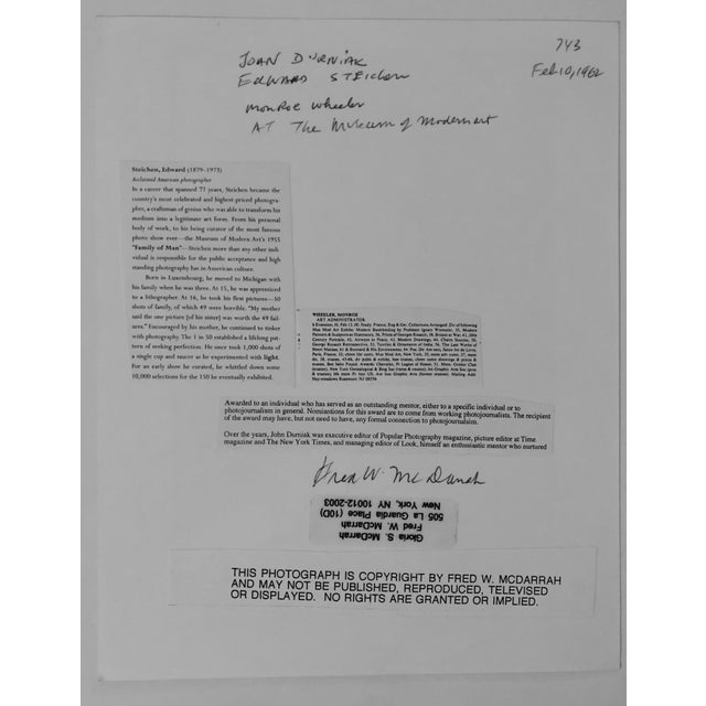 Fred McDarrah, Vintage Silver Gelatin Signed Photograph Edward Steichen, MoMA Photo, 1962 For Sale - Image 4 of 9