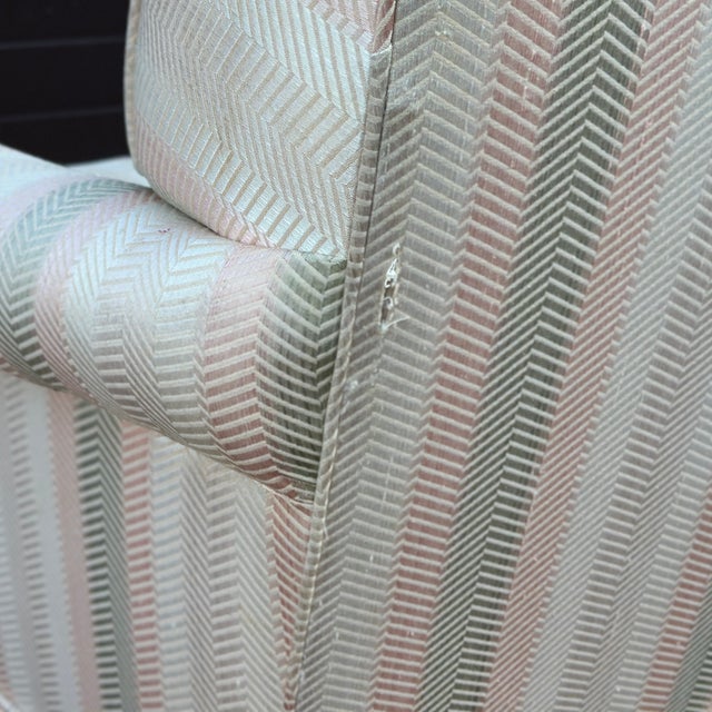 Wood Vintage Baker Furniture Petite Skirted Club Chair With Tight Back For Sale - Image 7 of 12