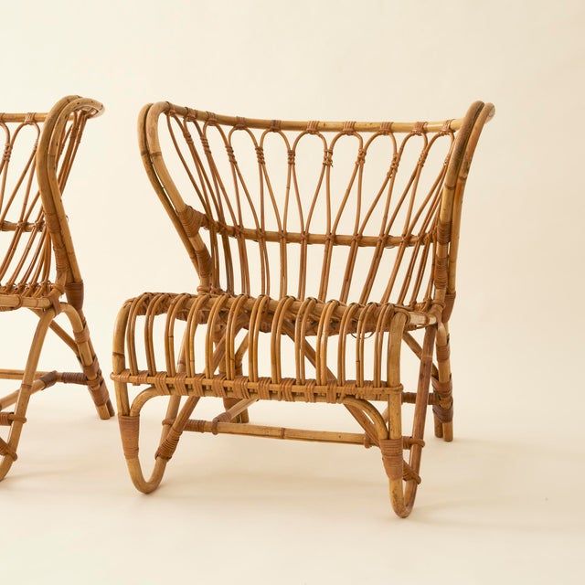 Viggo Boesen Danish Rattan “Fox Chairs”, a Pair, Mid Century, 1960's For Sale In New York - Image 6 of 12