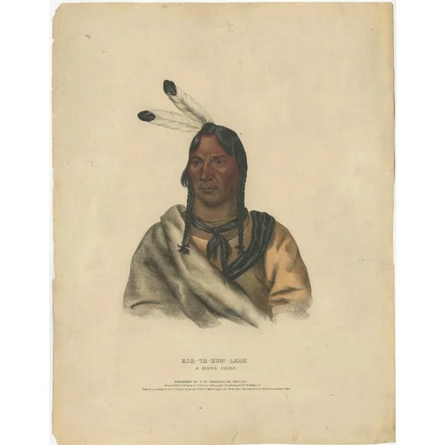 After Charles Bird King, Sioux Chief Portrait Esh-Ta-Hum-Leah, Lithograph, 1838 For Sale - Image 11 of 11