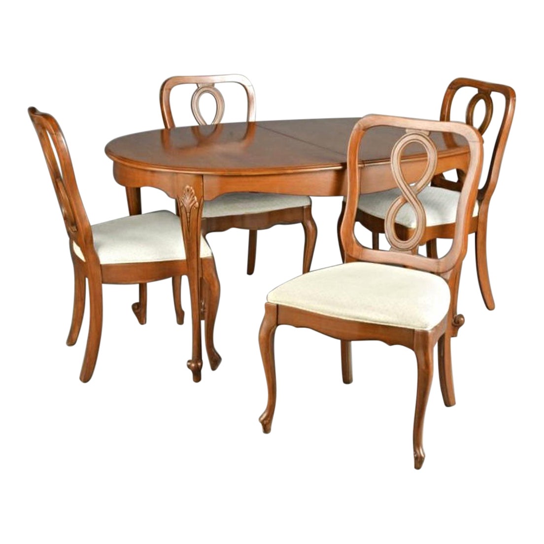 Queen Anne Fruitwood Dining Set Chairish