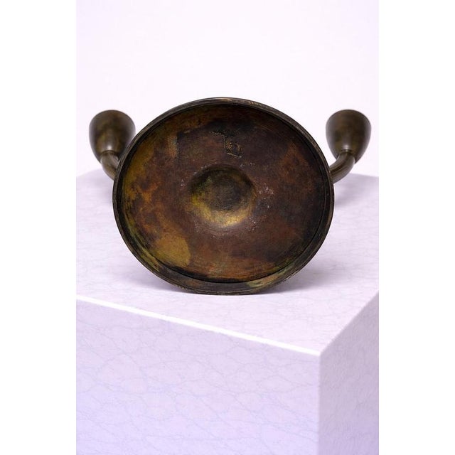 Metal Swedish Art Deco Bronze 2-Arm Candelabra from GAB, Sweden, 1930s For Sale - Image 7 of 8