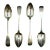 1816 Set of 4 Irish Sterling Silver Serving Spoons by James Scott For Sale