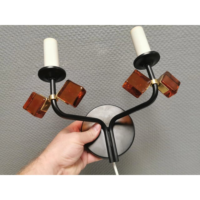 Glass Vintage Wall Lamp by Svend Aage Holm Sørensen for Holm Sørensen & Co, 1950s For Sale - Image 7 of 11