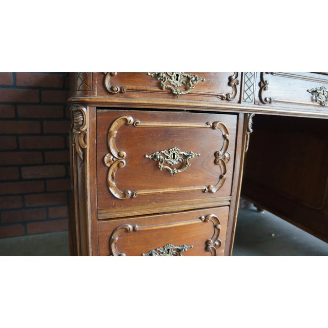 English Late 19th Century Austrian Leather Top Desk For Sale - Image 3 of 6