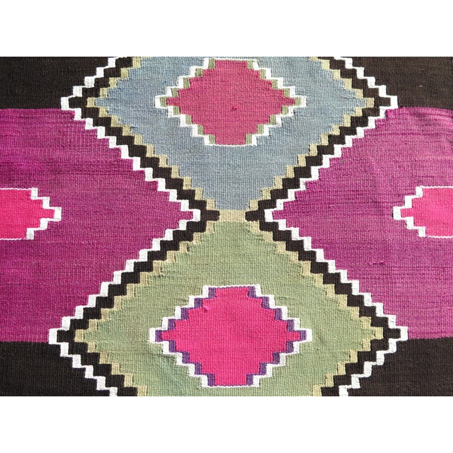 Mid 20th Century Magenta & Brown Vintage 60's Turkish Handwoven Boho Runner Rug For Sale - Image 10 of 11