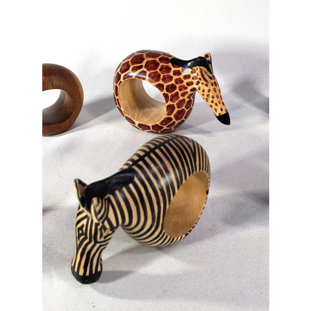 Vintage Handcarved Wooden African Animal Napkin Rings Set of 6 Chairish