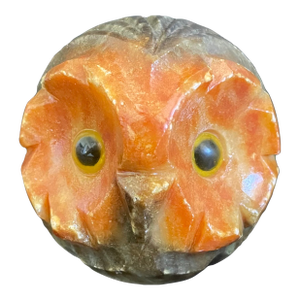Vintage Italian Hand Carved Alabaster Owl Paperweight