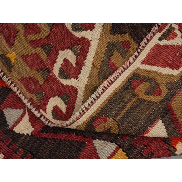 1970s Vintage Handmade Wool Cotton Red Runner Rug For Sale - Image 4 of 11