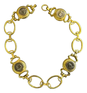 21st Century Bulgari Style Costume Jewelry Italian Brass and Monete Necklace