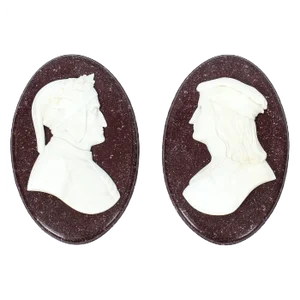 Antique Italian Marble Profile Plaques of Virgil & Dante, 19th-Century, Set of 2