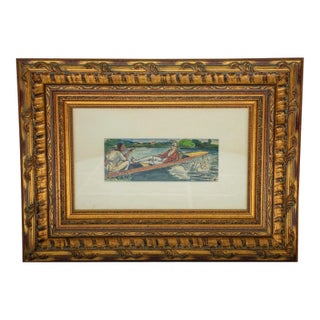 Early 20th Century Ludovic-Rodo Pissarro - Boating on the River Thames, Watercolor & Ink For Sale
