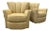 Channel Back Scalloped Swivel Chairs, a Pair For Sale