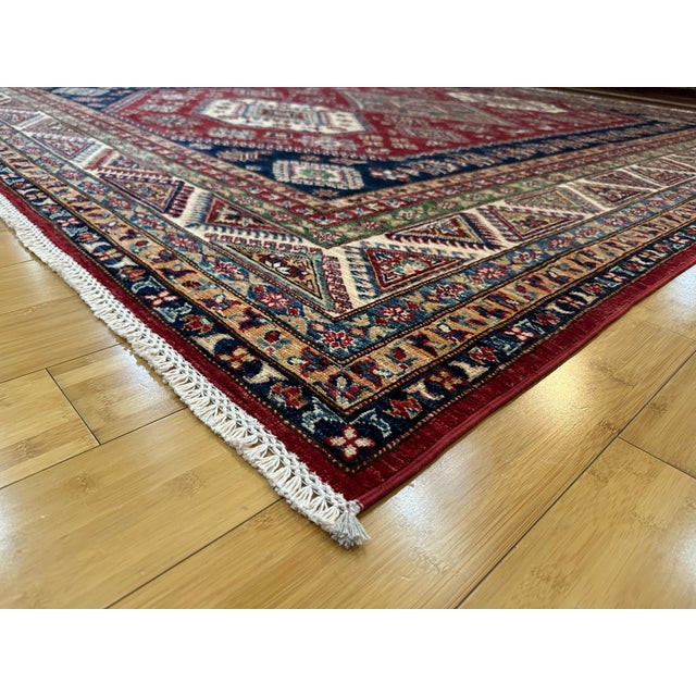 Shabby Chic 1990s Hand Knotted Kazak Rug - 8′4″ × 10′2″ For Sale - Image 3 of 10