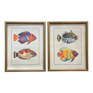 Late 20th Century 'Tropical Fish 1 & 2' Art Prints by Maggie Riegler - Pair For Sale