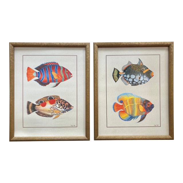 Late 20th Century 'Tropical Fish 1 & 2' Art Prints by Maggie Riegler - Pair For Sale