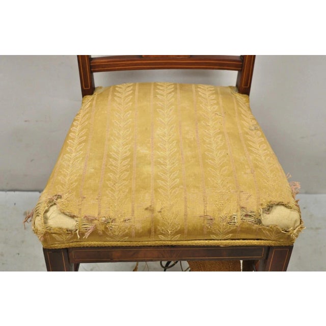 Wood Antique Edwardian Mahogany Side Chair With Pencil and Pinwheel Inlay For Sale - Image 7 of 11