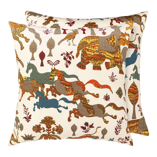 Scalamandre 22" x 22" Legends Pillow in Autumn For Sale