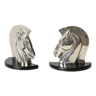 Silver-Plated Horse Bookends by Pierre Cardin for Lamag, Italy, 1980s, Set of 2 For Sale