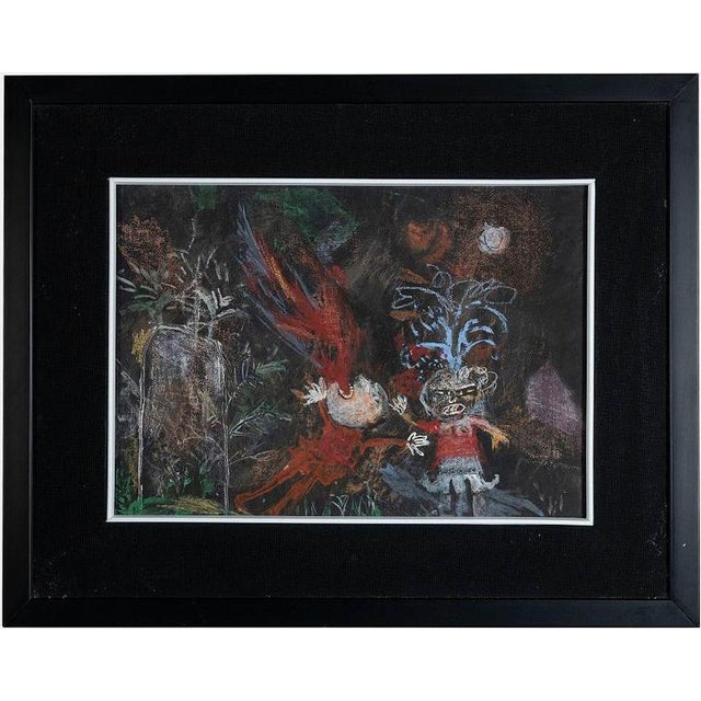 Sergio Barletta, Fire Eater, 1970s, Tempera Painting, Framed For Sale - Image 4 of 4