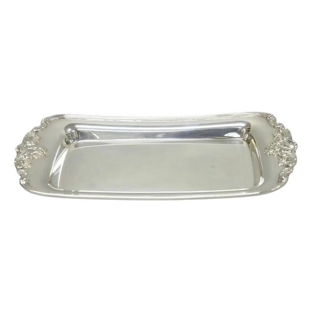 Vintage Baroque by Wallace 210 Silver Plated Narrow Trinket Dish Serving Tray For Sale
