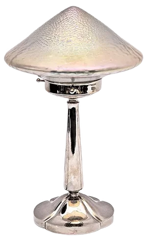 Antique Nickel-Plated Brass Table Lamp, 1909