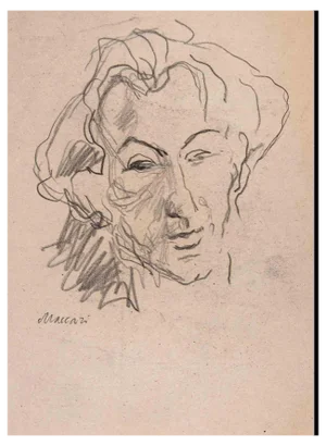 Mino Maccari, Portrait, Pencil Drawing, 1935