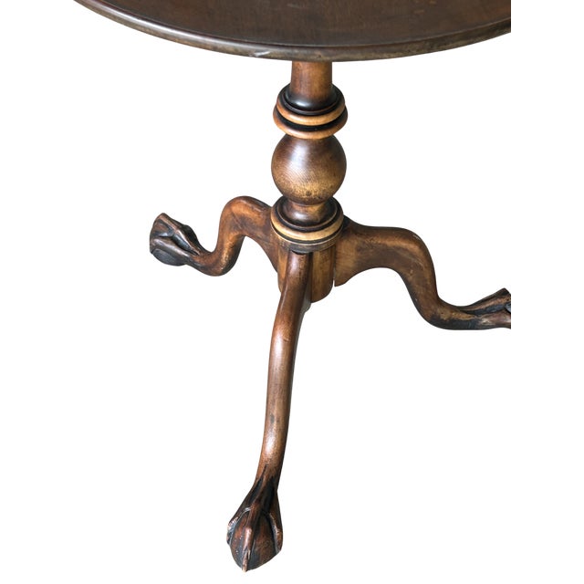 Antique George III Mahogany Tilt-Top Tea Table With Satinwood Inlay & Ball-and-Claw Feet | Birdcage Tripod Base For Sale - Image 9 of 13
