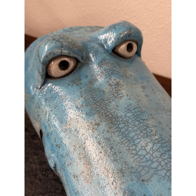 Whimsical Raku Pottery Crocodile Head For Sale - Image 13 of 16