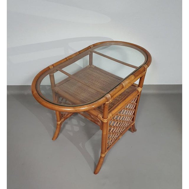 Wood Vintage Balcony Chairs and Table in Rattan and Bamboo, 1970s, Set of 3 For Sale - Image 7 of 18