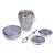 1960s Art Deco Pressed Glass and Silver Rim With Ice Bucket Coasters Pinch Bowl and French Claw Ice Tongs - 5 Piece Bar Set For Sale