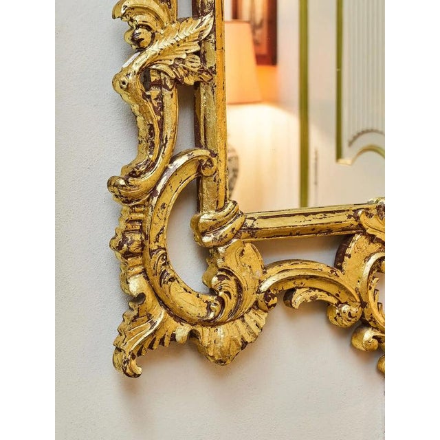 Rococo Large Louis XV Carved Gilded Mirror For Sale - Image 3 of 6