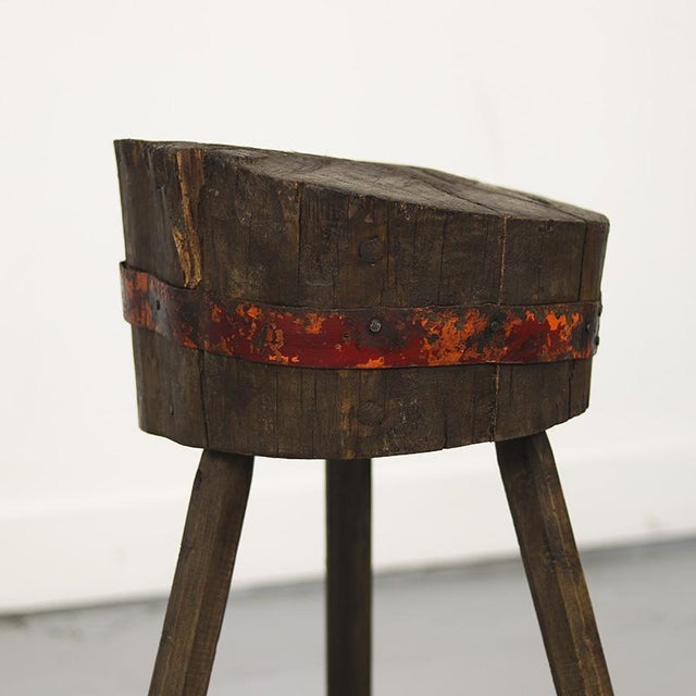 Primitive Wabi Sabi Rustic Farmhouse Chopping Block / Side Table For Sale - Image 4 of 9