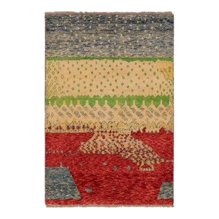 Eclectic Balochi Blue/Red Wool Rug - 3'2''x4'11'' For Sale