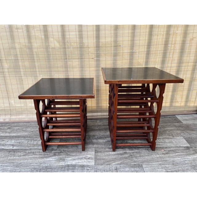 A Pair of Handcrafted Mid Century Moderm Wine Rack / Side Tables. Circa 1960s For Sale In Miami - Image 6 of 18