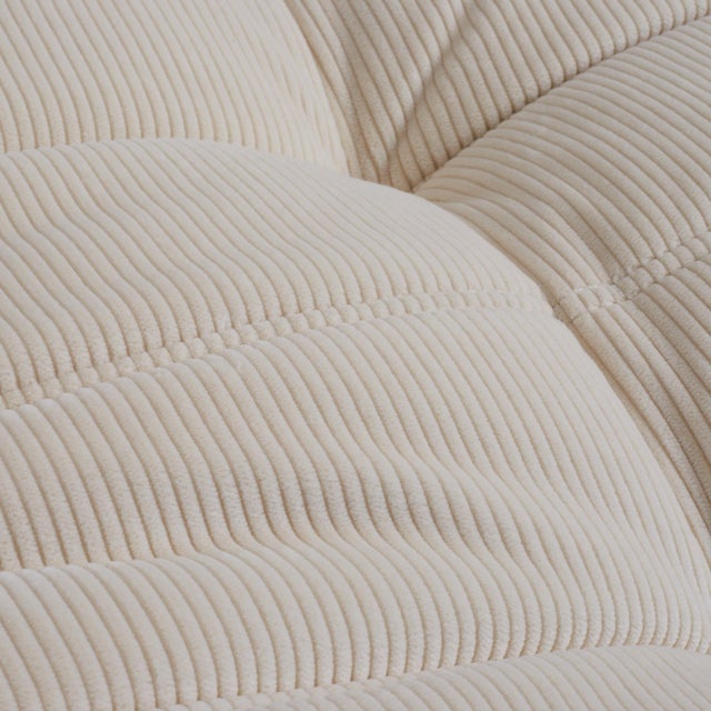 Authentic Ligne Roset Togo Corner Chair & Ottoman in Vanilla Corduroy For Sale - Image 10 of 11