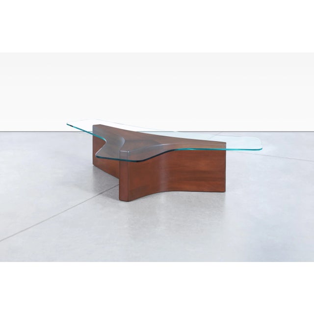 Wood Mid-Century Walnut and Glass Biomorphic Coffee Table by Harvey Probber, 1960s For Sale - Image 7 of 12