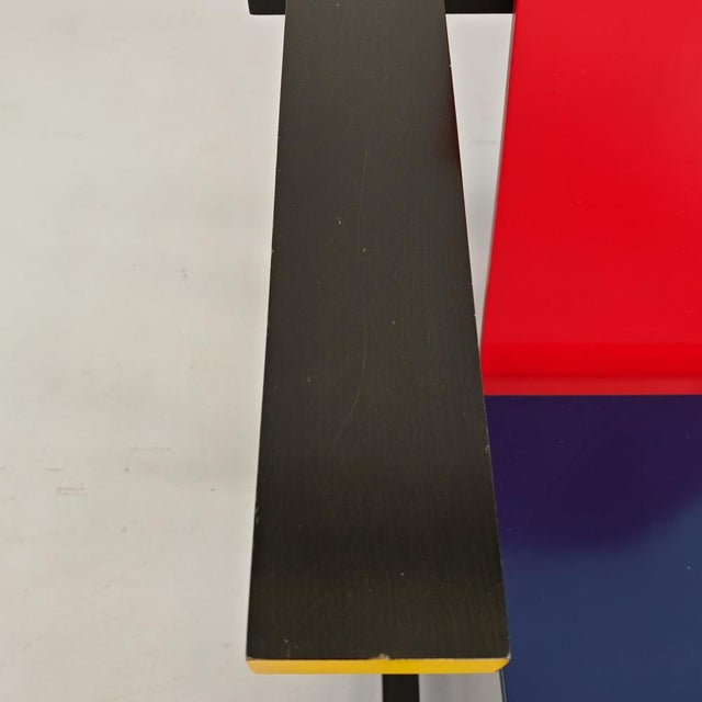 Modern Red and Blue Maestri Series Armchair by Gerrit Thomas Rietveld for Cassina, 1980s For Sale - Image 3 of 18