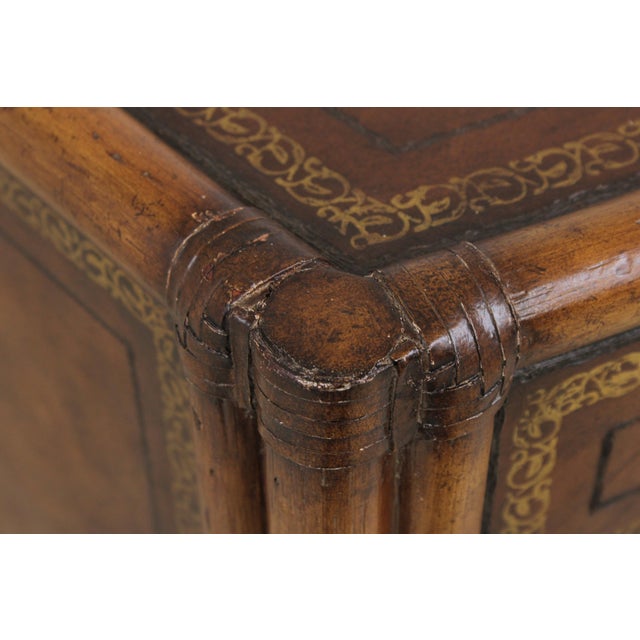 Maitland Smith Bamboo Form Leather Surface Chest For Sale - Image 12 of 14